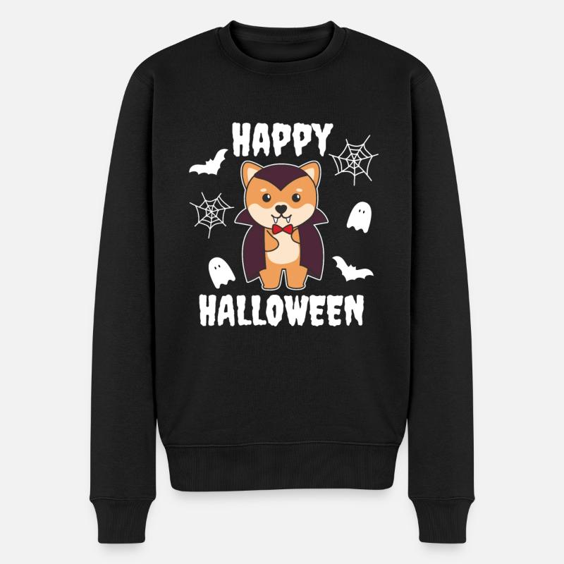 Shiba Inu Joyeux Halloween Mignon Costume de Vampire - Pull Premium bio Homme - noir