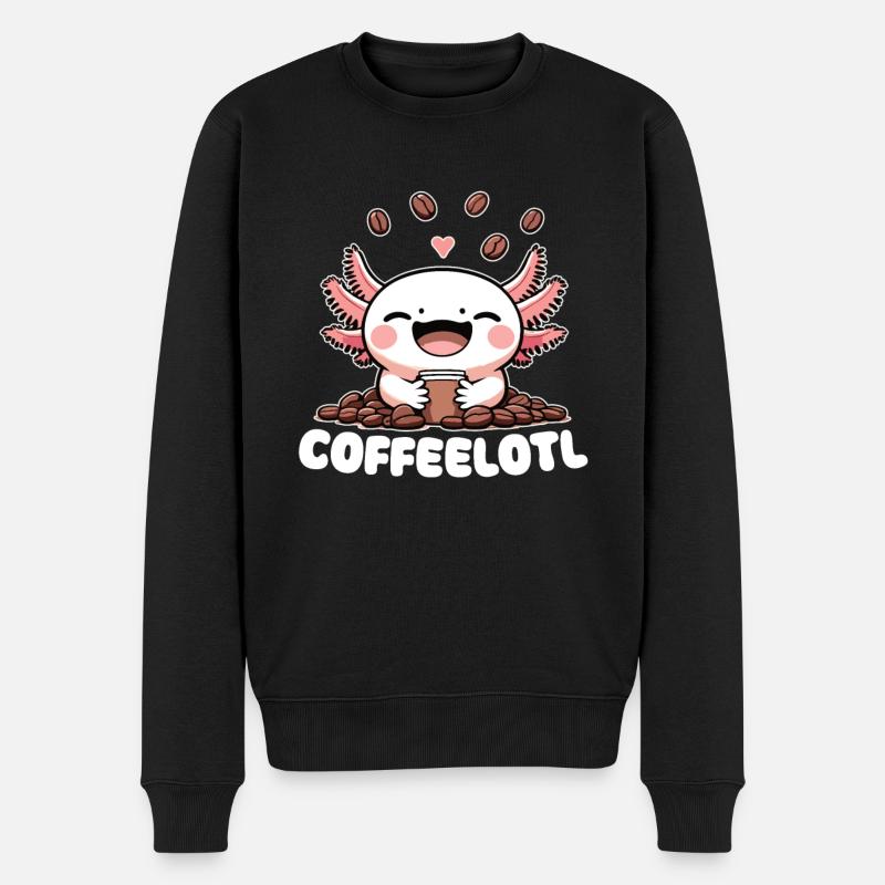 Axolotl Coffeelotl Amateurs de café Axolotls mignons - Pull Premium bio Homme - noir
