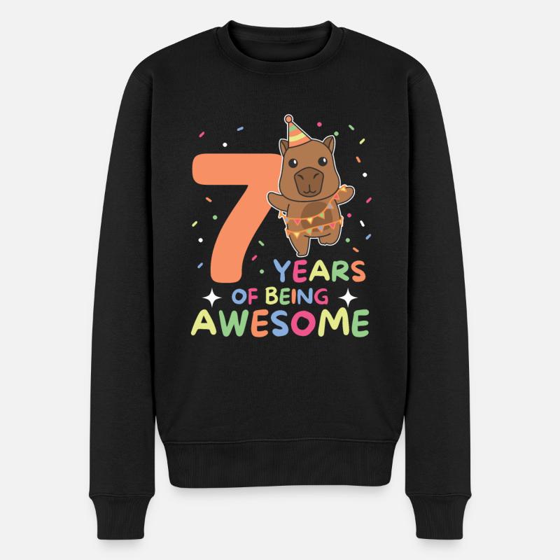 Capybara zum 7. Geburtstag Kinder sieben Jahre alt - Männer Premium Bio Pullover - Schwarz