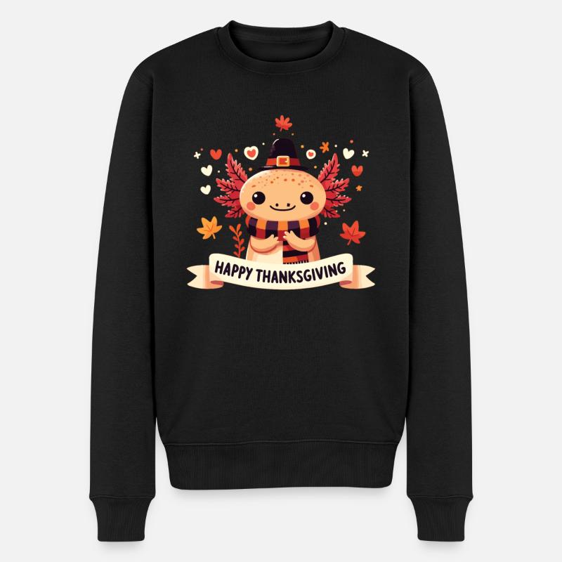 Joyeux Thanksgiving Axolotl - Pull Premium bio Homme - noir