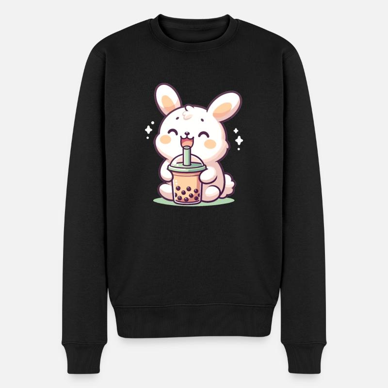 Kawaii Hasen Bubble Tea Boba Hase - Männer Premium Bio Pullover - Schwarz