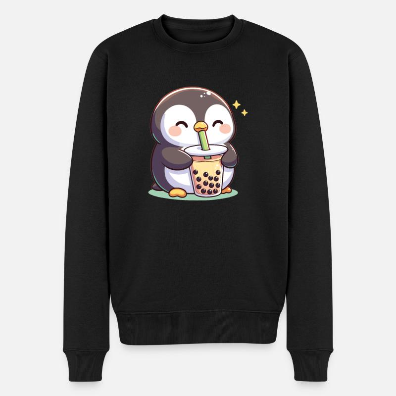 Kawaii Pinguine Bubble Tea Boba Pinguin - Männer Premium Bio Pullover - Schwarz