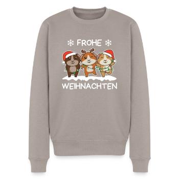 Frohe Weihnachten Meerschweinchen Heiligabend - Männer Premium Bio Pullover - Taupe - Vorne - Nico (187cm)
