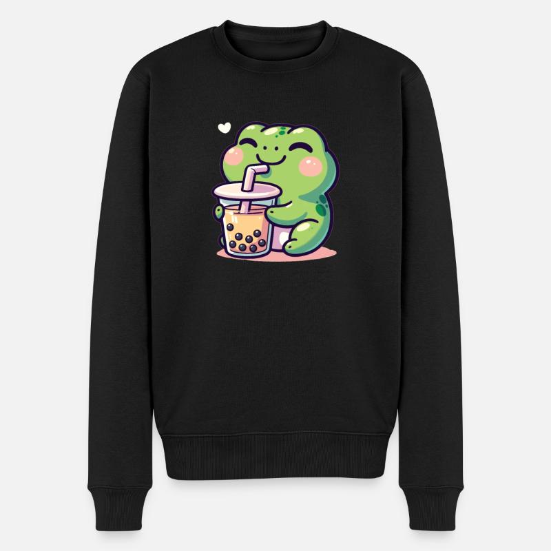 Kawaii grenouilles Bubble Tea Boba grenouille - Pull Premium bio Homme - noir