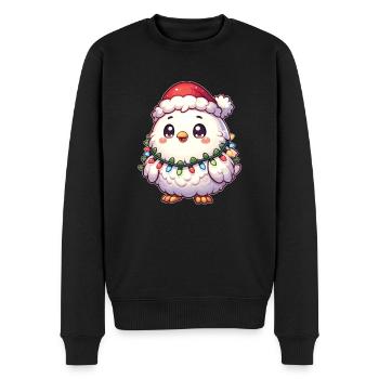 Père Noël chapeau Noël guirlandes lumineuses poulet - Pull Premium bio Homme - noir - Devant - Nico (187cm)
