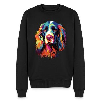 Aquarelle colorée Springer Spaniel - Pull Premium bio Homme - noir - Devant - Nico (187cm)