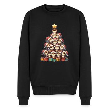 Otter Weihnachtsbaum frohe Weihnachten - Männer Premium Bio Pullover - Schwarz - Vorne - Nico (187cm)