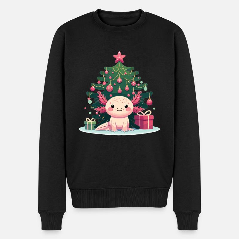 Axolotl Noël Hiver Animaux Axolotls - Pull Premium bio Homme - noir