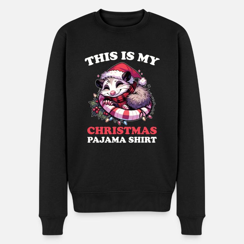 Opossum Weihnachts Schlafanzug Opossums - Männer Premium Bio Pullover - Schwarz