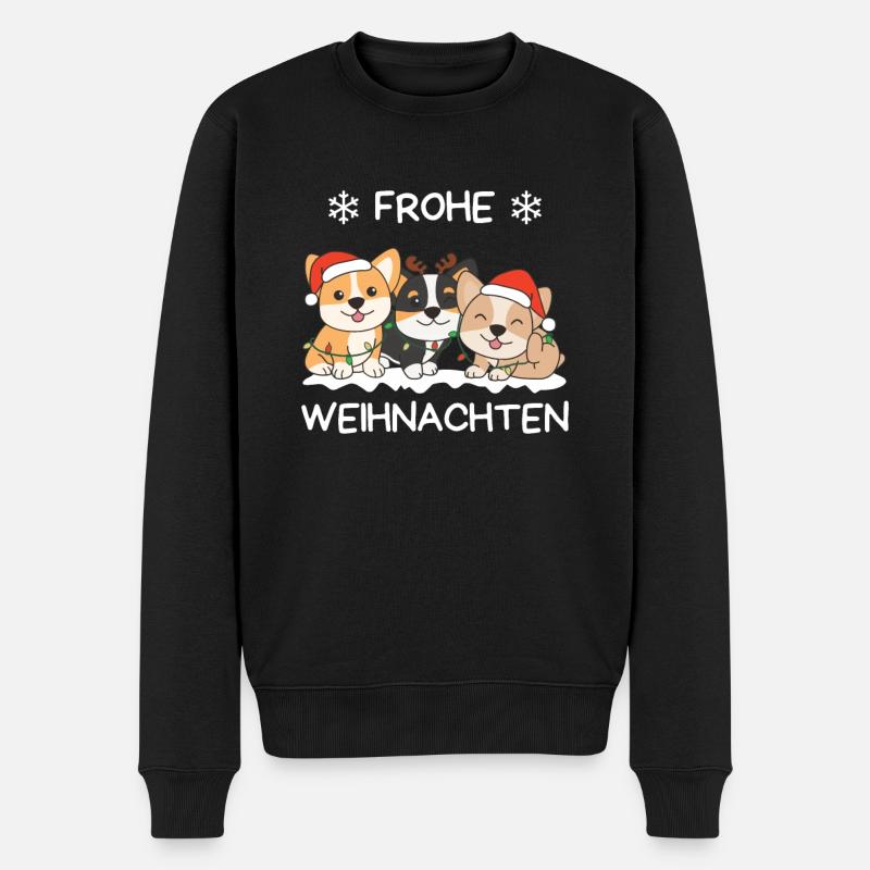 Frohe Weihnachten Corgi Heiligabend Corgis - Männer Premium Bio Pullover - Schwarz