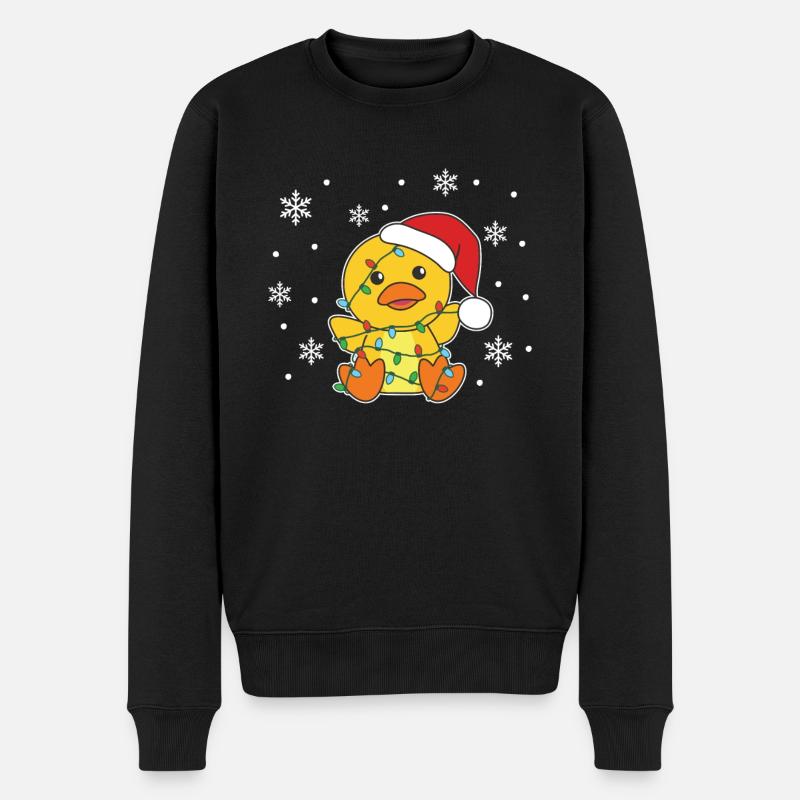Ente Weihnachten Winter Tiere Ente - Männer Premium Bio Pullover - Schwarz