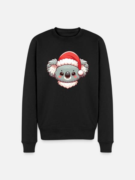 Santa Hat Christmas Koala - Men's Premium Organic Jumper - black
