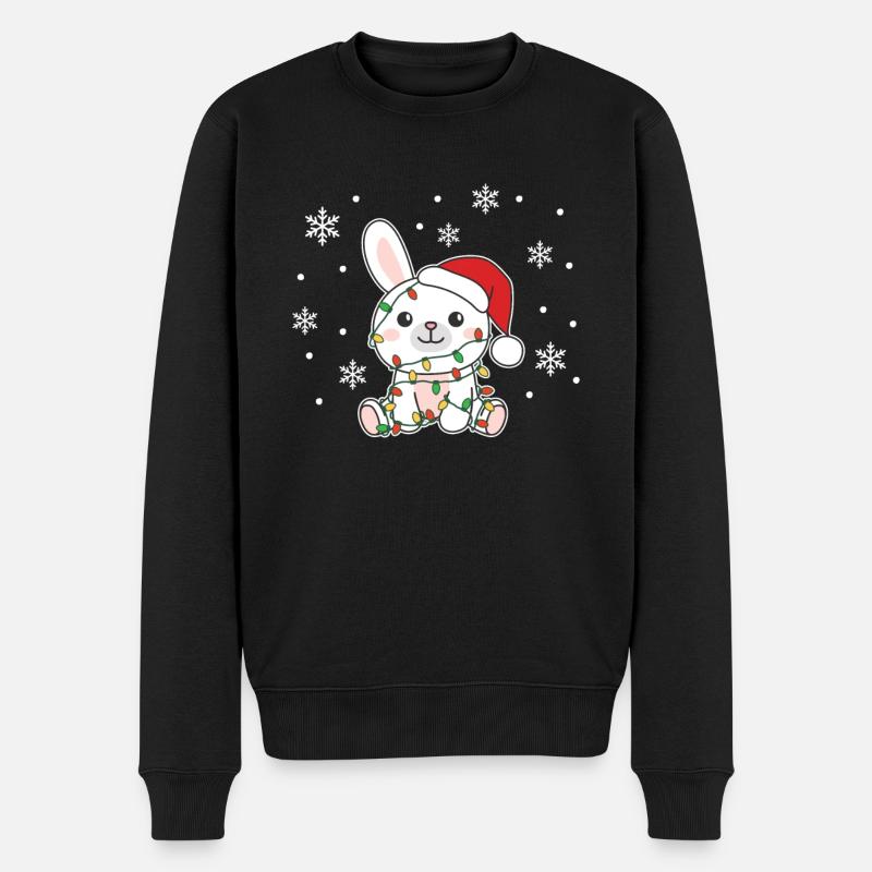 Hase Weihnachten Winter Tiere Hasen - Männer Premium Bio Pullover - Schwarz