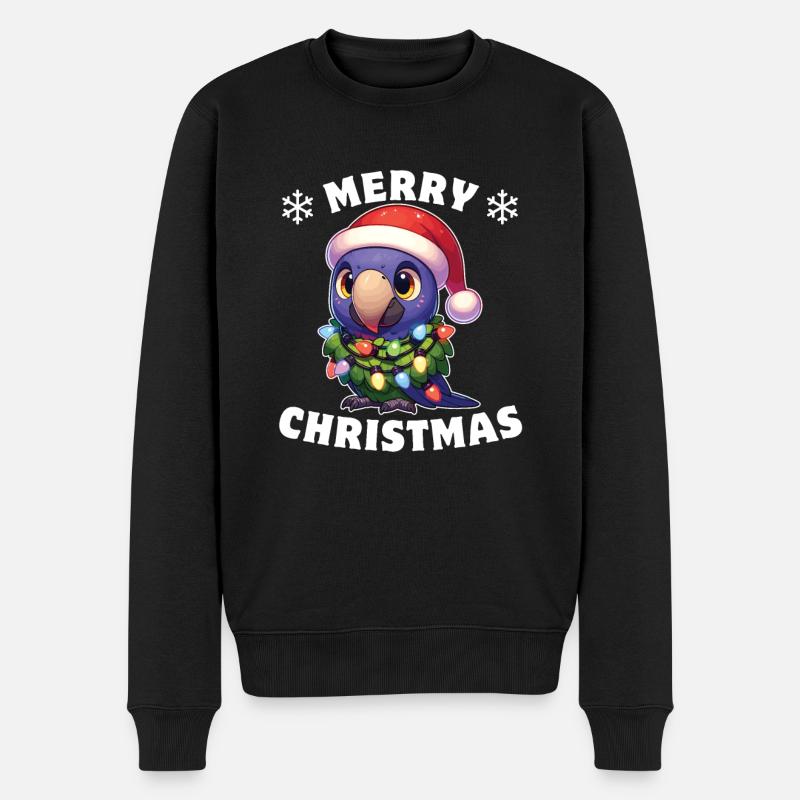 Weihnachtsmütze Weihnachten Lichterkette - Männer Premium Bio Pullover - Schwarz