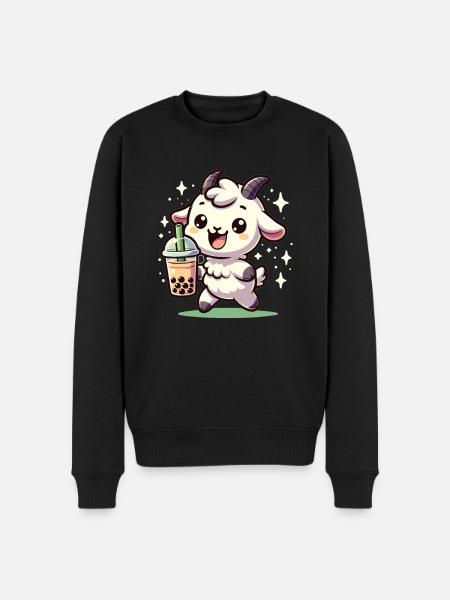 Kawaii Goat Bubble Tea Boba Goat - Men's Premium Organic Jumper - black