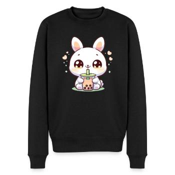 Lapins kawaii Bubble Tea Boba Bunny - Pull Premium bio Homme - noir - Devant - Nico (187cm)
