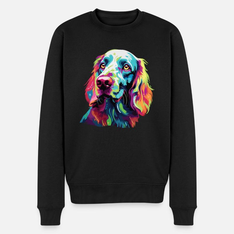 Wasserfarben Farbenfroher English Setter - Männer Premium Bio Pullover - Schwarz