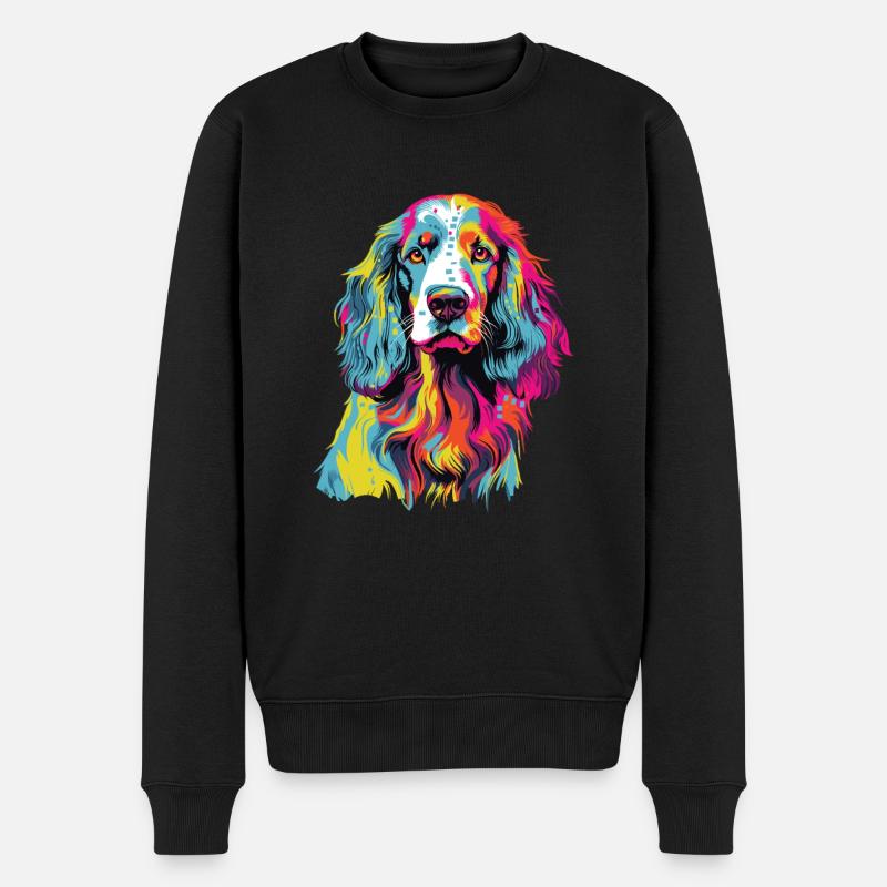 Wasserfarben Farbenfroher English Setter - Männer Premium Bio Pullover - Schwarz
