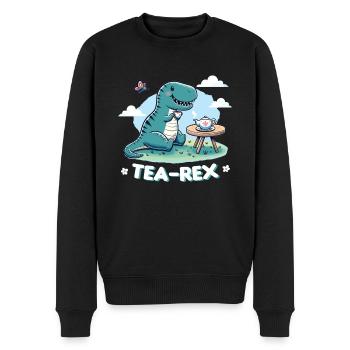 Kawaii Tea Rex T-Trex Tee Wortspiel - Männer Premium Bio Pullover - Schwarz - Vorne - Nico (187cm)