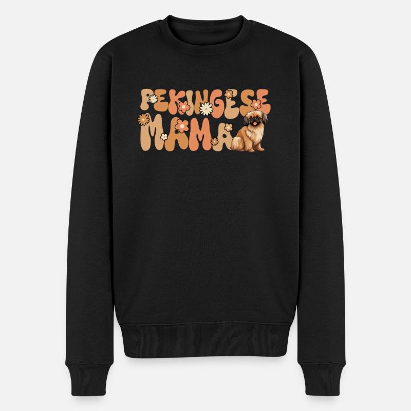 Pekingese Groovy Pekingese Mama - Männer Premium Bio Pullover - Schwarz