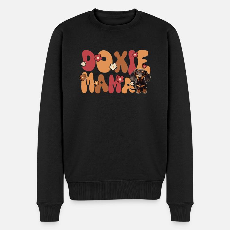 Dackel Groovy Doxie Mama - Männer Premium Bio Pullover - Schwarz