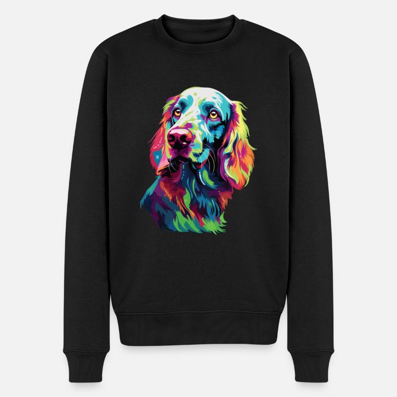 Wasserfarben Farbenfroher English Setter - Männer Premium Bio Pullover - Schwarz
