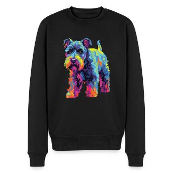 Wasserfarben Farbenfroher Kerry Blue Terrier - Männer Premium Bio Pullover - Schwarz - Vorne - Nico (187cm)