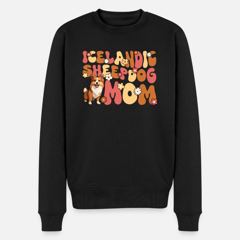 Islandhund Groovy Icelandic Sheepdog mom - Männer Premium Bio Pullover - Schwarz