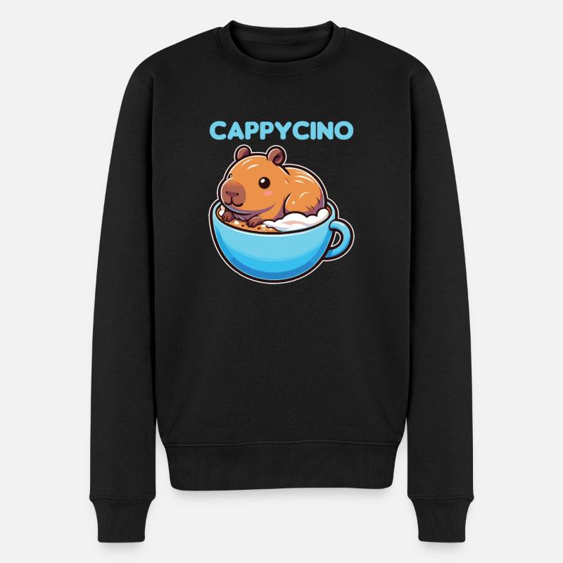Cappyccino Capybara Café Cappuccino - Pull Premium bio Homme - noir