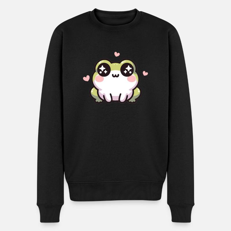 Kawaii grenouille mignon motif - Pull Premium bio Homme - noir