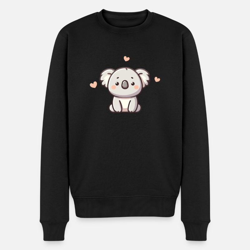 Kawaii Koala niedliches Muster - Männer Premium Bio Pullover - Schwarz