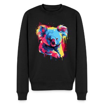 Wasserfarben Farbenfroher Koala bunte Tiere - Männer Premium Bio Pullover - Schwarz - Vorne - Nico (187cm)