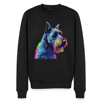 Wasserfarben Farbenfroher Kerry Blue Terrier - Männer Premium Bio Pullover - Schwarz - Vorne - Nico (187cm)