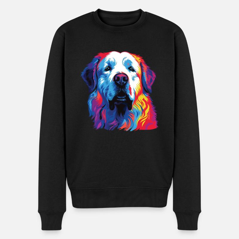 Wasserfarben Farbenfroher Kuvasz - Männer Premium Bio Pullover - Schwarz