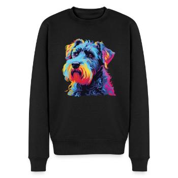Wasserfarben Farbenfroher Kerry Blue Terrier - Männer Premium Bio Pullover - Schwarz - Vorne - Nico (187cm)