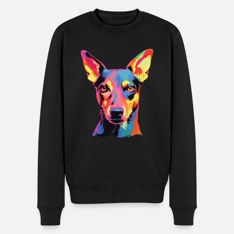 Wasserfarben Farbenfroher Glatthaar-Foxterrier - Männer Premium Bio Pullover - Schwarz