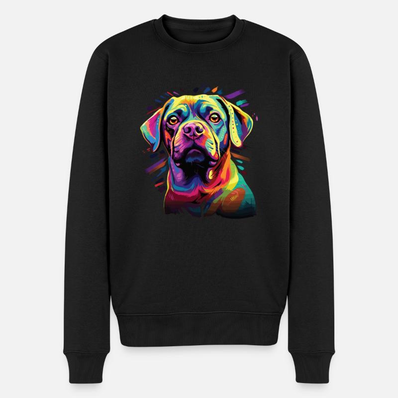 Wasserfarben Farbenfroher Puggle - Männer Premium Bio Pullover - Schwarz