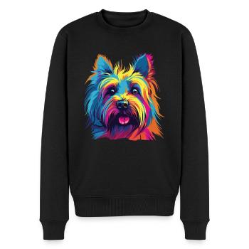 Aquarelle colorée Skye Terrier - Pull Premium bio Homme - noir - Devant - Nico (187cm)