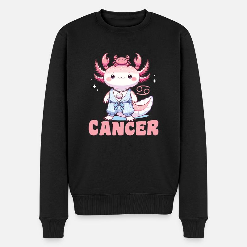 Axolotl als Sternzeichen Krebs - Männer Premium Bio Pullover - Schwarz