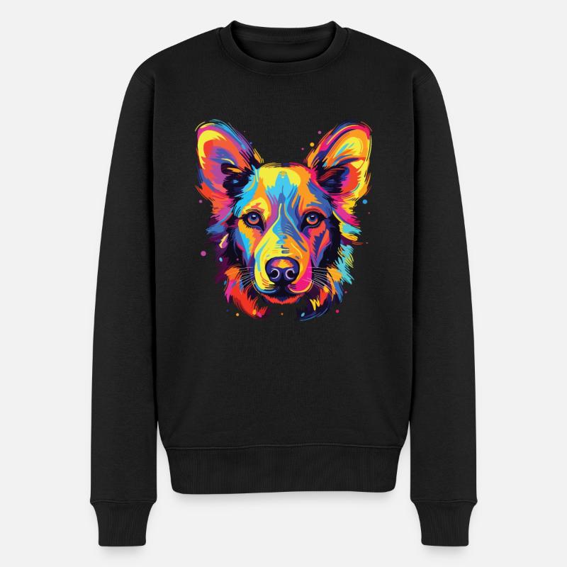 Wasserfarben Farbenfroher Affenhuahuas - Männer Premium Bio Pullover - Schwarz