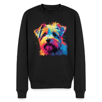 Wasserfarben Farbenfroher Norfolk Terrier - Männer Premium Bio Pullover - Schwarz - Vorne - Nico (187cm)