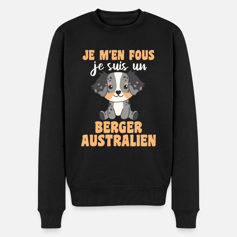 Je m'en fous je suis un berger australien - Hund - Männer Premium Bio Pullover - Schwarz