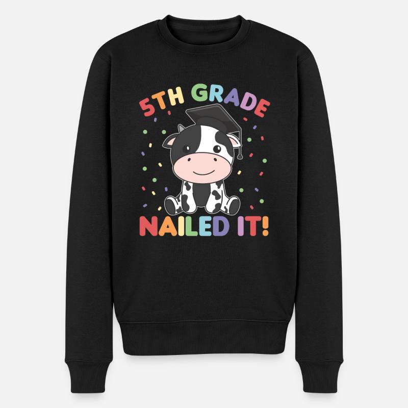 Kids 5th Grade nailed it Kuh Graduation - Männer Premium Bio Pullover - Schwarz