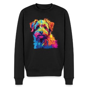 Wasserfarben Farbenfroher Norfolk Terrier - Männer Premium Bio Pullover - Schwarz - Vorne - Nico (187cm)