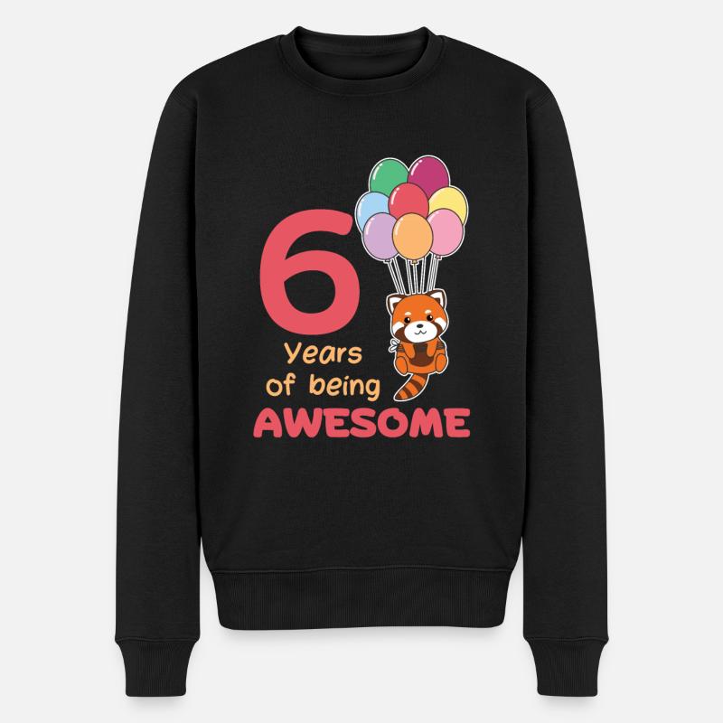 Roter Panda zum 6. Geburtstag Kinder sechs Jahre - Männer Premium Bio Pullover - Schwarz