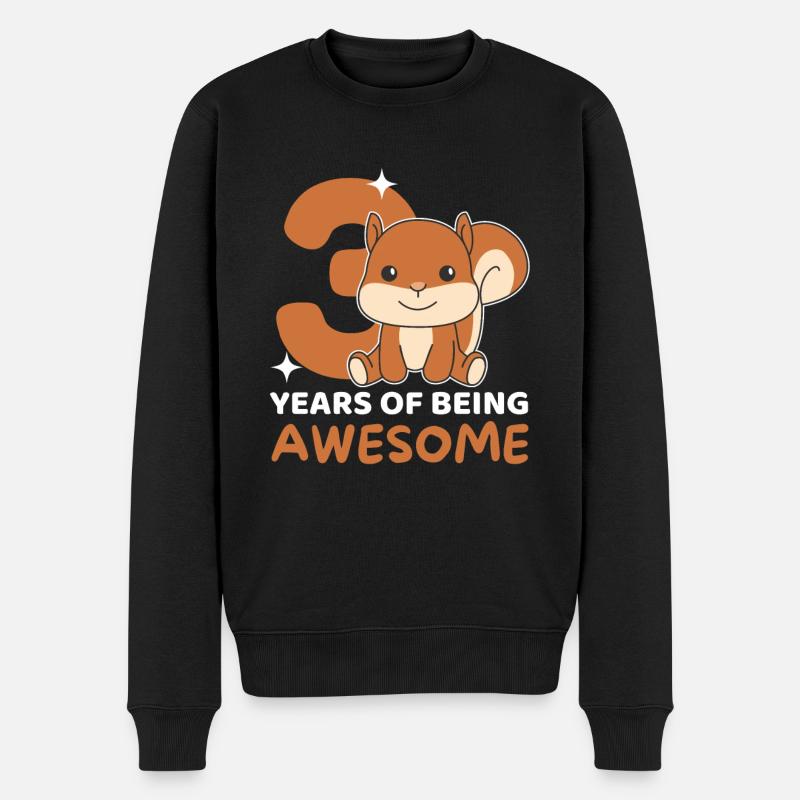 Eichhörnchen zum 3. Geburtstag Kinder drei Jahre - Männer Premium Bio Pullover - Schwarz