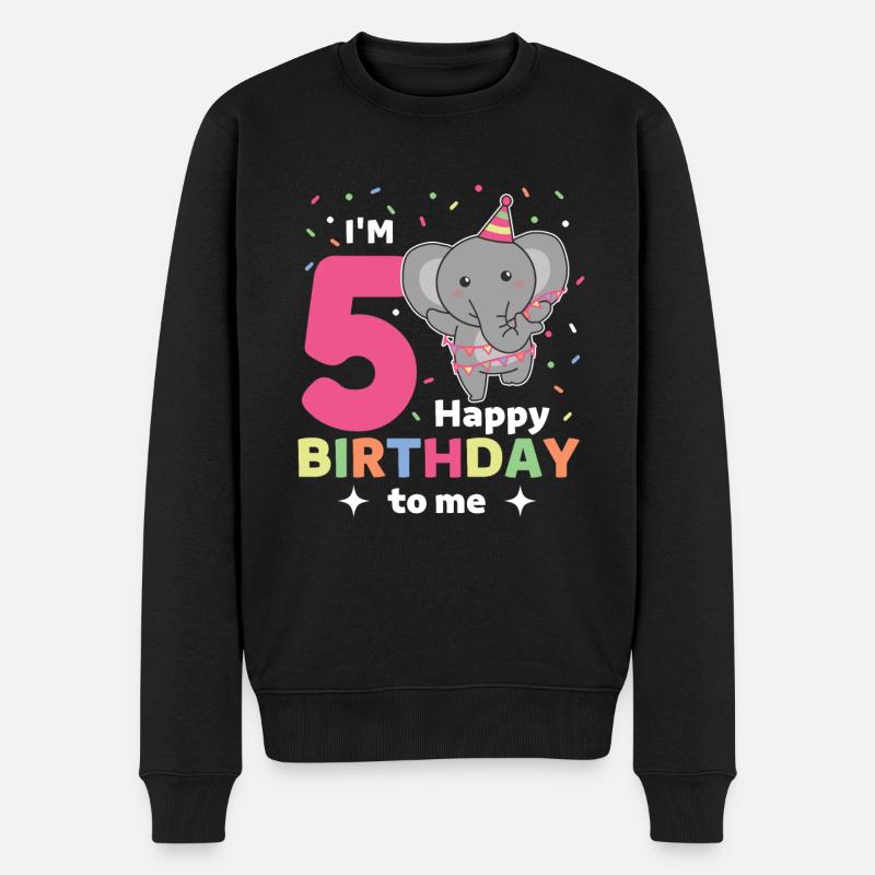 Elefant zum 5. Geburtstag Kinder fünf Jahre alt - Männer Premium Bio Pullover - Schwarz