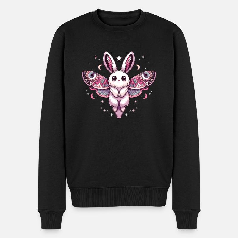 Kawaii Pastel Goth Cute Creepy Hase Motte - Männer Premium Bio Pullover - Schwarz