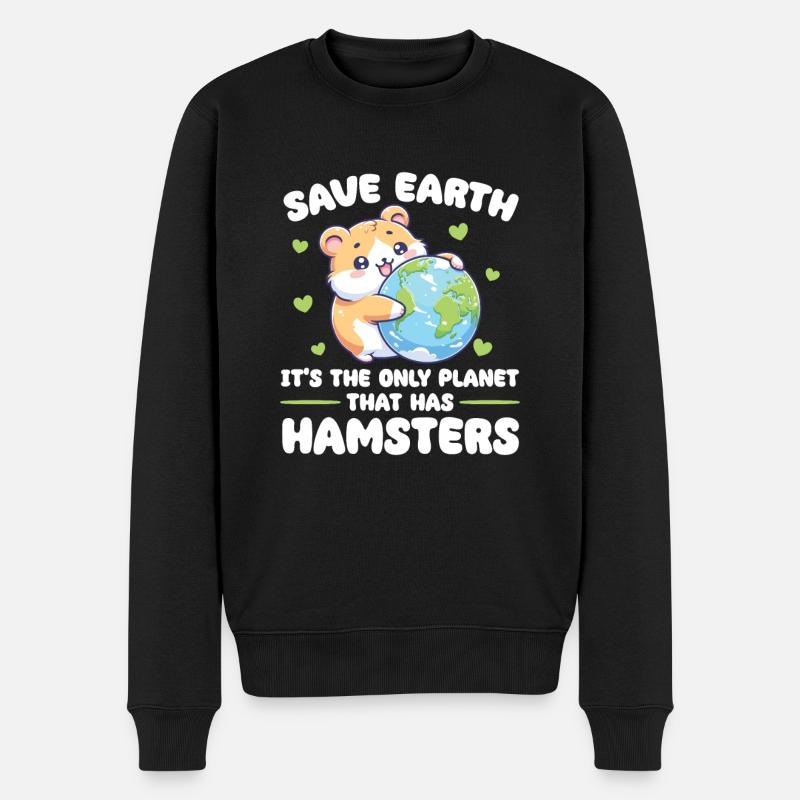 Ist der einzige Planet mit Hamster Earth Day - Männer Premium Bio Pullover - Schwarz
