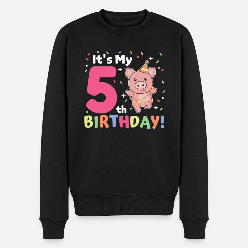 Cochon pour les enfants de 5 ans de cinq ans - Pull Premium bio Homme - noir